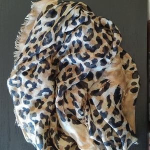 Scarf in Animal Print with Tan Border